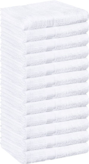 Picture of Utopia Towels - Salon Towel, Pack of 12 (Not Bleach Proof, 16x27 Inches) Highly Absorbent Cotton Towels for Hand, Gym, Beauty, Spa, and Home Hair Care, White