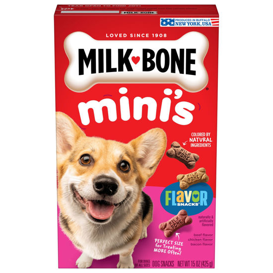 Picture of Milk-Bone Mini's Flavor Snacks Dog Treats, 15 Ounce (Pack of 6) Crunchy Texture Helps Reduce Tartar