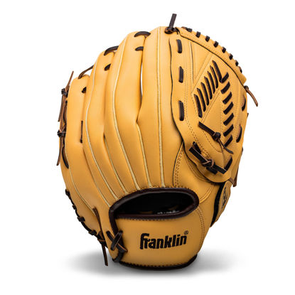 Picture of Franklin Sports Baseball + Softball Glove - Field Master Baseball + Softball Mitt - Adult + Youth Glove - Men's + Women's Baseball + Softball Gloves - Right Hand Throw - 13" - Camel Brown