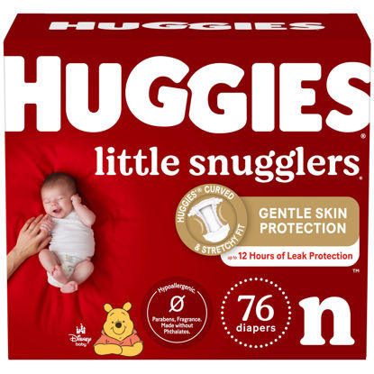 Picture of Huggies Newborn Diapers Little Snugglers Newborn Diapers, Size Newborn (up to 10 lbs), 76 Count