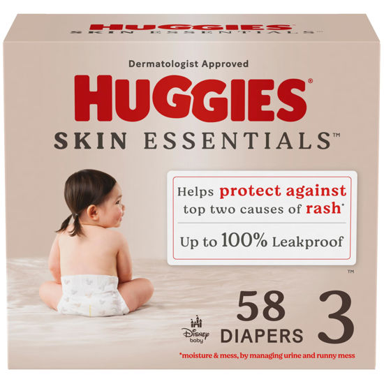 Picture of Huggies Size 3 Diapers, Skin Essentials Baby Diapers, Size 3 (16-28 lbs), 58 Count