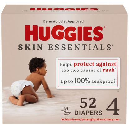 Picture of Huggies Size 4 Diapers, Skin Essentials Baby Diapers, Size 4 (22-37 lbs), 52 Count