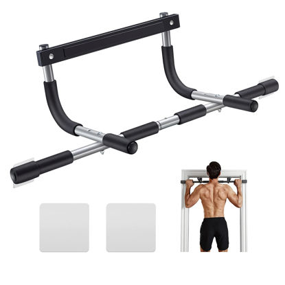 Picture of ALLY PEAKS Pull Up Bar Thickened Steel Pipe Super Heavy Duty Steel Frame Upper Workout Bar| Multi-Grip Strength for Doorway | Indoor Chin-Up Bar Fitness Trainer for Home Gym Portable (silver2)