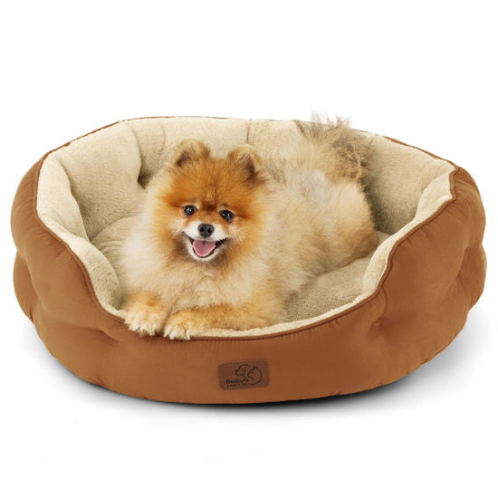 Picture of Bedsure Dog Beds for Small Dogs - Round Cat Beds for Indoor Cats, Washable Pet Bed for Puppy and Kitten with Slip-Resistant Bottom, 25 Inches, Terracotta