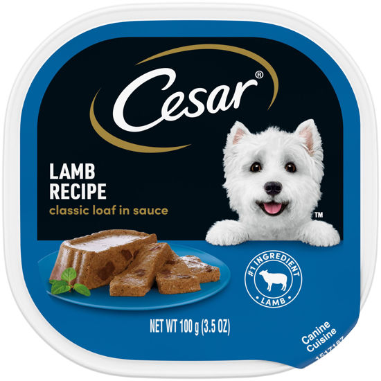 Picture of CESAR Wet Dog Food Classic Loaf in Sauce Lamb Recipe, (24) 3.5 oz. Easy Peel Trays