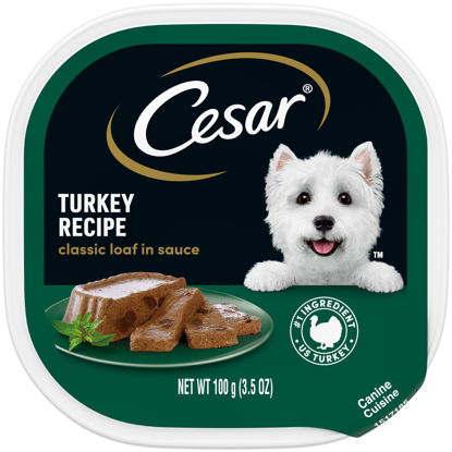 Picture of CESAR Wet Dog Food Classic Loaf in Sauce Turkey Recipe, (24) 3.5 oz. Easy Peel Trays