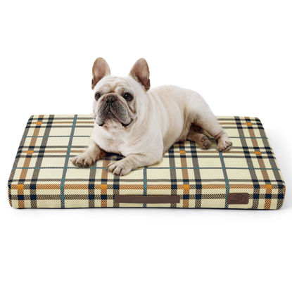 Picture of Bedsure Medium Patterned Dog Bed for Medium Dogs, Outdoor Waterproof Orthopedic Egg Foam Dog Bed Comfort Pet Mats for Crate with Removable Washable Cover(30"x20", Cream)