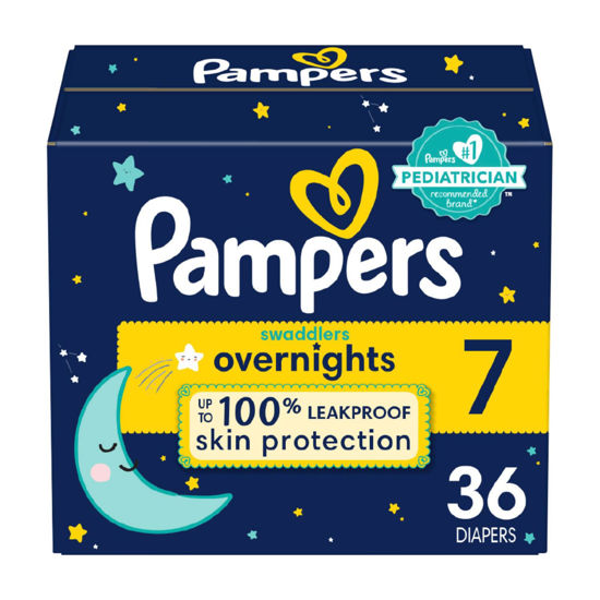 Picture of Pampers Swaddlers Overnights Diapers - Size 7, 36 Count, Disposable Baby Diapers, Night Time Skin Protection