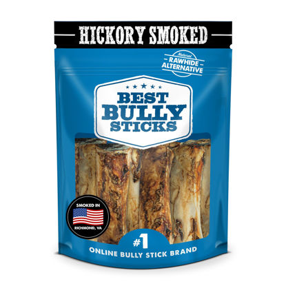 Picture of Best Bully Sticks Hickory Smoked Marrow Bones for Large Dogs, 8 Pack - USA Smoked & Packed - No Additives Beef Dog Treats - Long Lasting Dog Chews