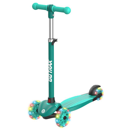 Picture of Gotrax KS1 Kids Kick Scooter, LED Lighted Wheels and 3 Adjustable Height Handlebars, Lean-to-Steer & Widen Anti-Slip Deck, 3 Wheel Scooter for Boys & Girls Ages 2-8 and up to 100 Lbs (Green)