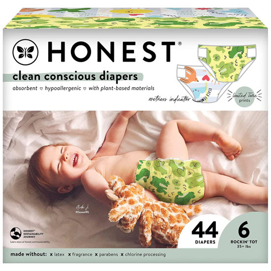 Picture of The Honest Company Clean Conscious Diapers | Plant-Based, Sustainable | Spring '23 Limited Edition Prints | Club Box, Size 6 (35+ lbs), 44 Count