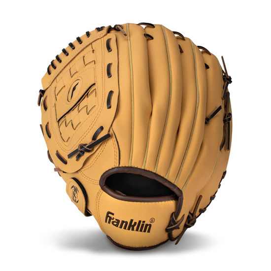 Picture of Franklin Sports Baseball + Softball Glove - Field Master Baseball + Softball Mitt - Adult + Youth Glove - Men's + Women's Baseball + Softball Gloves - Left Hand Throw - 12.5" - Camel Brown