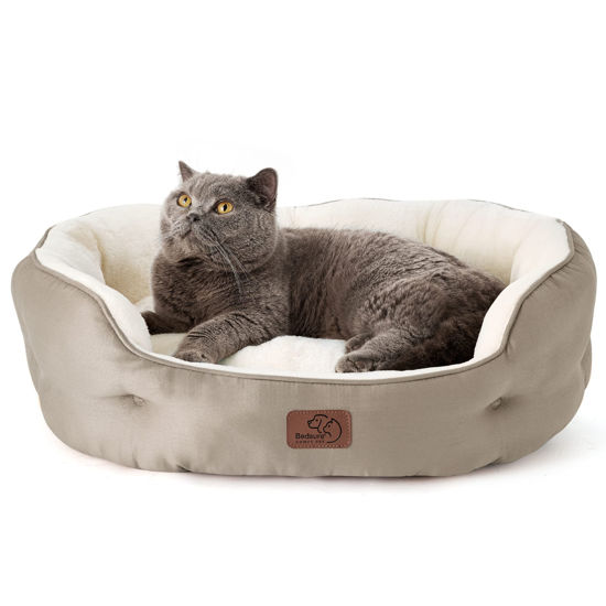 Picture of Bedsure Dog Beds for Small Dogs - Round Cat Beds for Indoor Cats, Washable Pet Bed for Puppy and Kitten with Slip-Resistant Bottom, 25 Inches, Taupe