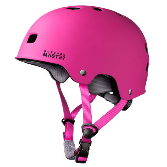 Picture of OutdoorMaster Skateboard Cycling Helmet - Two Removable Liners Ventilation Multi-Sport Scooter Roller Skate Inline Skating Rollerblading for Kids, Youth & Adults - L - Pink