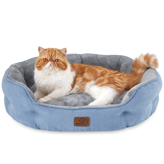 Picture of Bedsure Dog Beds for Small Dogs - Round Cat Beds for Indoor Cats, Washable Pet Bed for Puppy and Kitten with Slip-Resistant Bottom, 25 Inches, Allure