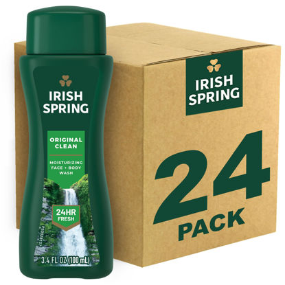 Picture of Irish Spring Men's Body Wash Shower Gel, Original Clean, Travel Size Body Wash, 3.40 Fl Oz (Pack of 24)