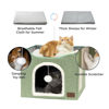 Picture of Bedsure Cat Beds for Indoor Cats - Large Cat Cave for Pet Cat House with Fluffy Ball Hanging and Scratch Pad, Foldable Cat Hideaway,16.5x16.5x13 inches, Green