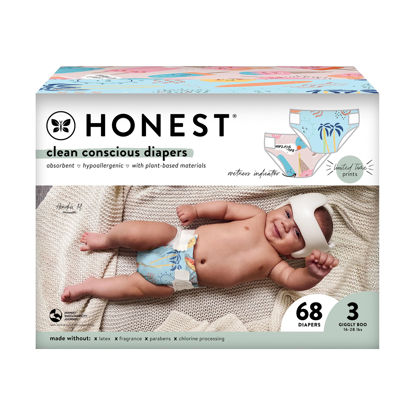 Picture of The Honest Company Clean Conscious Diapers | Plant-Based, Sustainable | Summer '23 Limited Edition Prints | Club Box, Size 3 (16-28 lbs), 68 Count