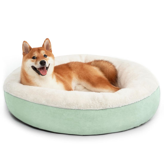 Picture of Love's cabin Round Donut Cat and Dog Cushion Bed, 30in Pet Bed for Medium or Large Dogs, Anti-Slip & Water-Resistant Bottom, Soft Durable Fabric Pet beds, Washable Calming Cat & Dog Bed Teal