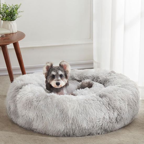 Picture of WESTERN HOME WH Calming Dog & Cat Bed, Anti-Anxiety Donut Cuddler Warming Cozy Soft Round Bed, Fluffy Faux Fur Plush Cushion Bed for Small Medium Dogs and Cats