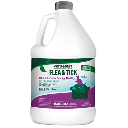 Picture of Vet’s Best Flea & Tick Home Spray Refill for Cats - Cotton Spice Scent Cat Flea & Tick Aid - Made in The USA - Flea & Tick Gentle Mist for Cats - 96oz