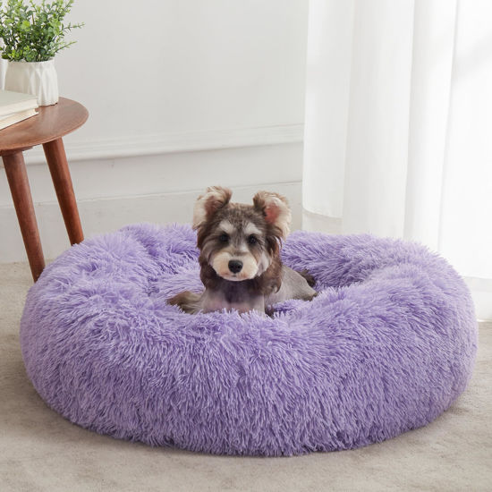 Picture of WESTERN HOME WH Calming Dog Bed & Cat Bed, Anti-Anxiety Donut Dog Cuddler Bed, Warming Cozy Soft Dog Round Bed, Fluffy Faux Fur Plush Dog Cat Cushion Bed for Small Medium Dogs and Cats