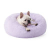 Picture of Bedsure Calming Dog Bed for Small Dogs - Donut Washable Small Pet Bed, 23 inches Anti-Slip Round Fluffy Plush Faux Fur Large Cat Bed, Fits up to 25 lbs Pets, Purple