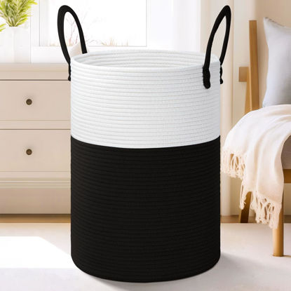 Picture of Artfeel Laundry Basket,Woven Cotton Rope Laundry Hamper,100L for Decorative Storage of Dirty Clothes,Toys and Blankets in Bathroom,Baby Room and Living Room