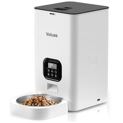 Picture of VOLUAS Automatic Cat Feeders - Pet Food Dispenser for Dry Food, Timed Cat Feeder with Desiccant Bag, Programmable Portion Size Control 4 Meals Per Day, 10s Voice Recorder