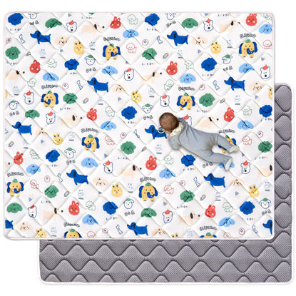 Picture of Premium Foam Baby Play Mat 79" X 59", Thick One-Piece Crawling Mat, Odorless Baby Mat Floor Mat, Non-Slip Cushioned Baby Playmat for Infants,Babies,Toddlers. Machine Washable for Easy Care.