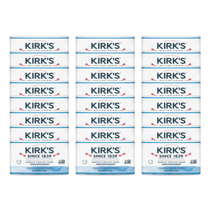 Picture of Kirk's Castile Bar Soap for Men, Women & Children - Made with Premium Coconut Oil, Sensitive Skin Formula, Vegan, Non GMO, Original Fresh Scent, 4 oz. Bars, 24 Pack