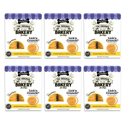 Picture of Three Dog Bakery Lick'n Crunch! Sandwich Cookies, Golden & Vanilla Flavor, Premium Treats for Dogs, 13 Ounce Box, 6-Pack, (114060)