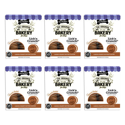 Picture of Three Dog Bakery Lick'n Crunch Baked Dog Treats, Carob and Peanut Butter Flavor, 13 Ounce Box, 6-Pack (114059)