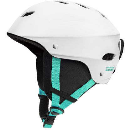 Picture of OutdoorMaster Kelvin Ski Helmet - Snowboard Helmet for Men, Women & Youth (White+Teal,XL)