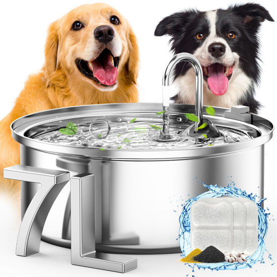 Picture of oneisall Dog Water Fountain for Large Dogs,7L/230oz/1.8G Stainless Steel Dog Fountain Super Quiet with Triple Filtration,Great for Large Dogs Cats and Multi-Pet Home