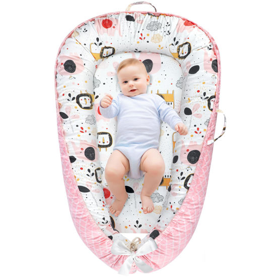 Picture of URMYWO Baby Lounger - Baby Lounger For Newborn, Breathable & Soft Baby Nest Cover Co Sleeping for baby 0-24 Months, Babies Essentials Gifts, Portable Infant Lounger Baby Floor Seat for Home and Travel