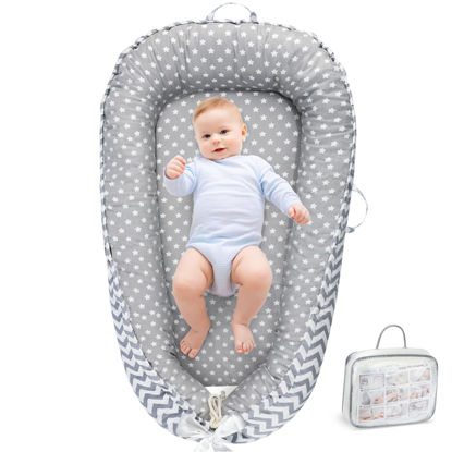 Picture of URMYWO Baby Lounger - Baby Lounger For Newborn, Breathable & Soft Baby Nest Cover Co Sleeping for baby 0-24 Months, Babies Essentials Gifts, Portable Infant Lounger Baby Floor Seat for Home and Travel