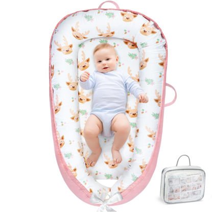 Picture of URMYWO Baby Lounger - Baby Lounger For Newborn, Breathable & Soft Baby Nest Cover Co Sleeping for baby 0-24 Months, Babies Essentials Gifts, Portable Infant Lounger Baby Floor Seat for Home and Travel