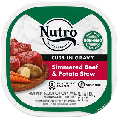 Picture of NUTRO Adult Natural Grain Free Wet Dog Food Cuts in Gravy Tender Chicken, Sweet Potato & Pea Stew Recipe, 3.5 oz. Trays (Pack of 24)