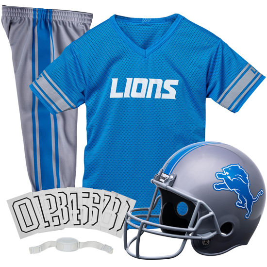 Picture of Franklin Sports Detroit Lions Kids NFL Uniform Set - Youth NFL Team Jersey, Helmet, Pants + Apparel Costume - Official NFL Gear -Youth Small