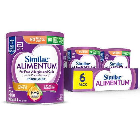 Picture of Similac Alimentum with 2’-FL HMO Hypoallergenic Infant Formula, for Food Allergies and Colic,* Suitable for Lactose Sensitivity, Baby Formula Powder, 12.1-oz Value Can, Pack of 6