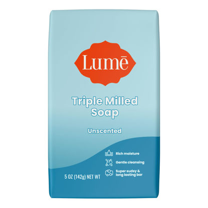 Picture of Lume Triple Milled Soap - Rich Moisture & Gentle Cleansing - Formulated Without Parabens or Phthalates, Skin Loving - 5 ounce (Unscented)