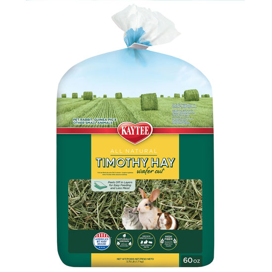 Picture of Kaytee Wafer Cut All Natural Timothy Hay for Pet Guinea Pigs, Rabbits & Other Small Animals, 60 Ounce