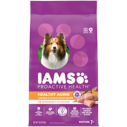 Picture of IAMS Proactive Health Healthy Aging Adult Dry Dog Food for Mature and Senior Dogs with Real Chicken, 7 lb. Bag