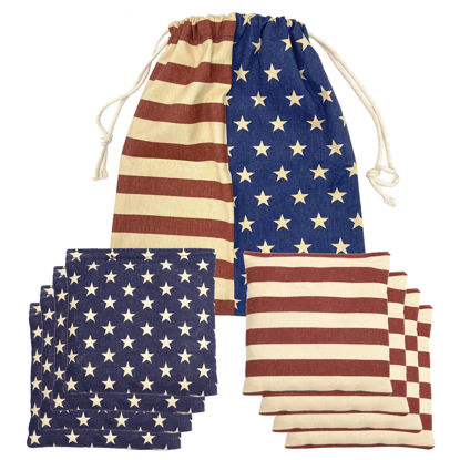 Picture of SPORT BEATS Cornhole Bags All Weather Set of 8 for Cornhole Toss Games-Regulation Weight & Size-Includes Tote Bags (Vintage Stars & Stripes)