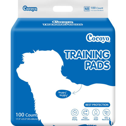 Picture of COCOYO Best Value Dog Training Pads | Dog Pee Pads | Super Absorbent Puppy Pads (17.5" x 23.5", 100 Count),Blue