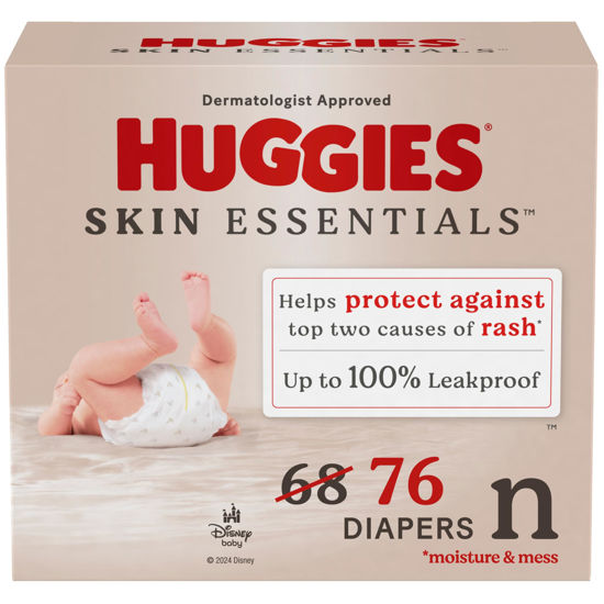 Picture of Huggies Size Newborn Diapers, Skin Essentials Baby Diapers, Size Newborn (6-9 lbs), 76 Count