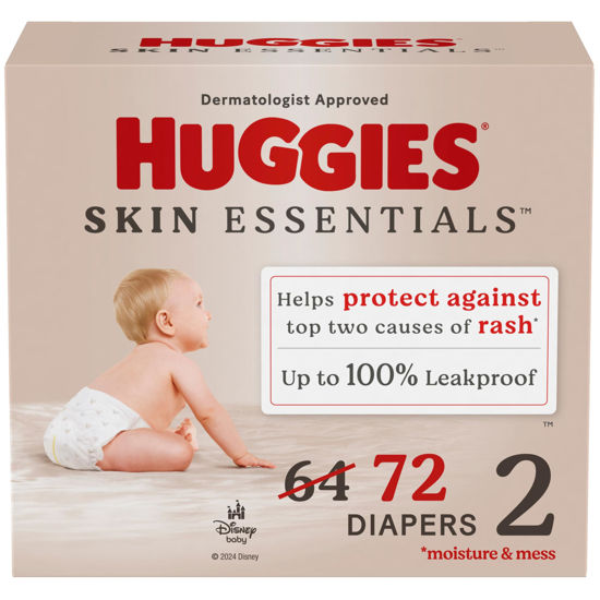 Picture of Huggies Size 2 Diapers, Skin Essentials Baby Diapers, Size 2 (12-18 lbs), 72 Count