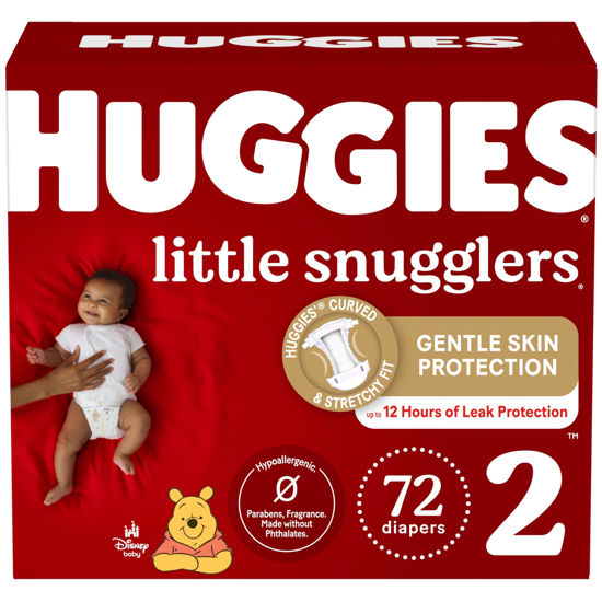 Picture of Huggies Size 2 Diapers, Little Snugglers Baby Diapers, Size 2 (12-18 lbs), 72 Count