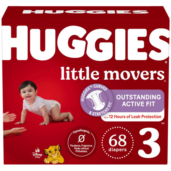 Picture of Huggies Size 3 Diapers, Little Movers Baby Diapers, Size 3 (16-28 lbs), 68 Count